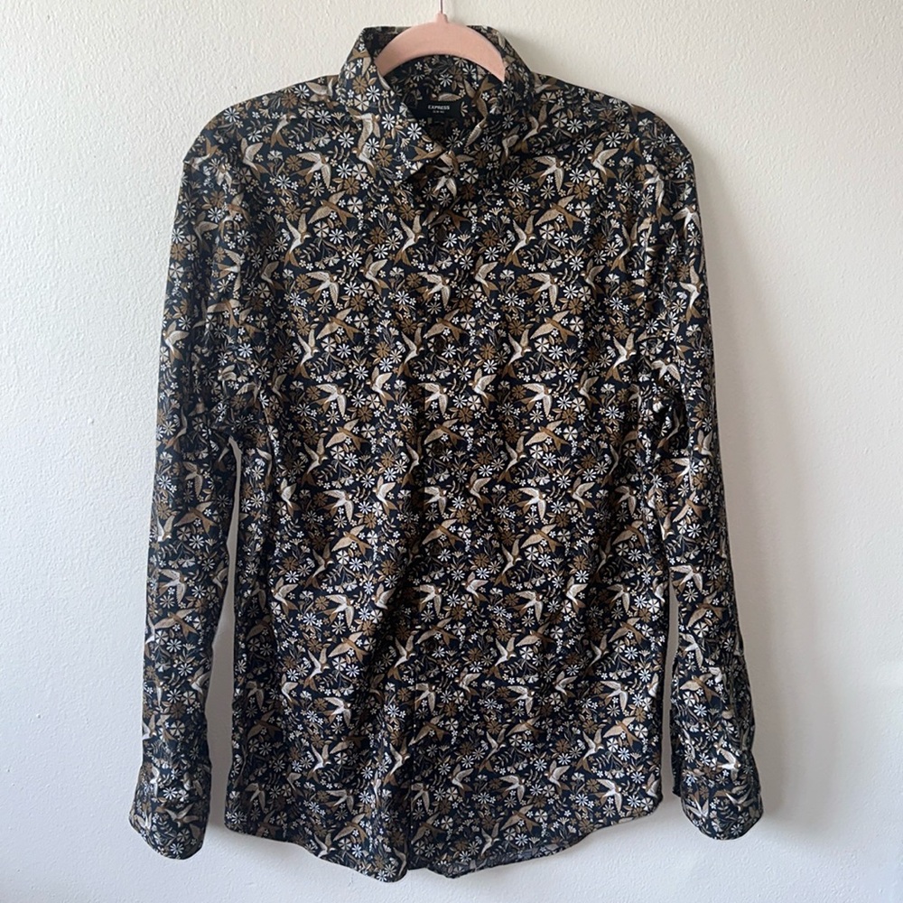 Men's Express M Slim Floral Button Up Dress Shirt